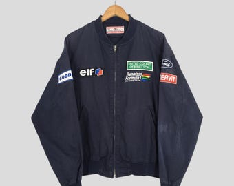 Vintage Benetton Formula 1 Embroidery Blue Cotton Jacket