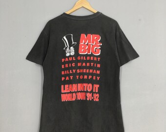 Vintage MR BIG Band Lean Into It Tshirt Small Black 1990s Mr Big