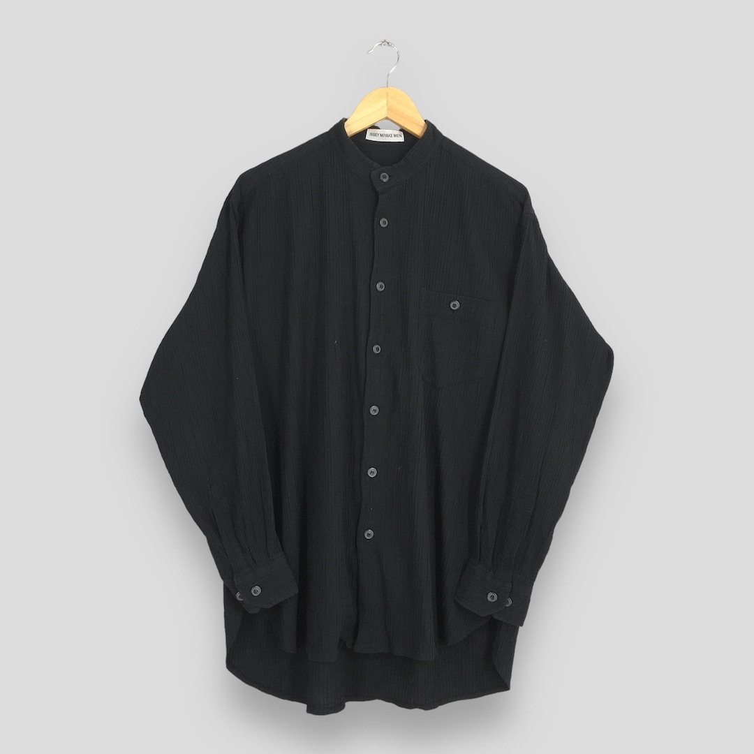 Vintage Issey Miyake Men Pleated Black Shirt Medium Issey Miyake