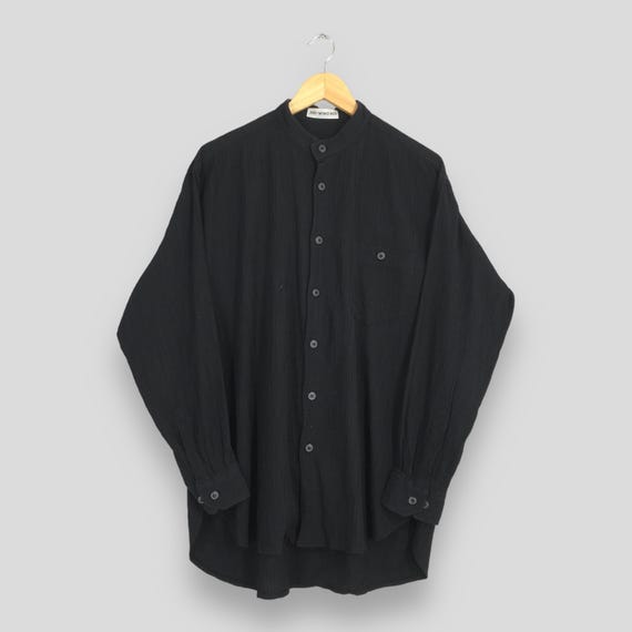 Vintage Issey Miyake Men Pleated Black Shirt Medium Issey Miyake