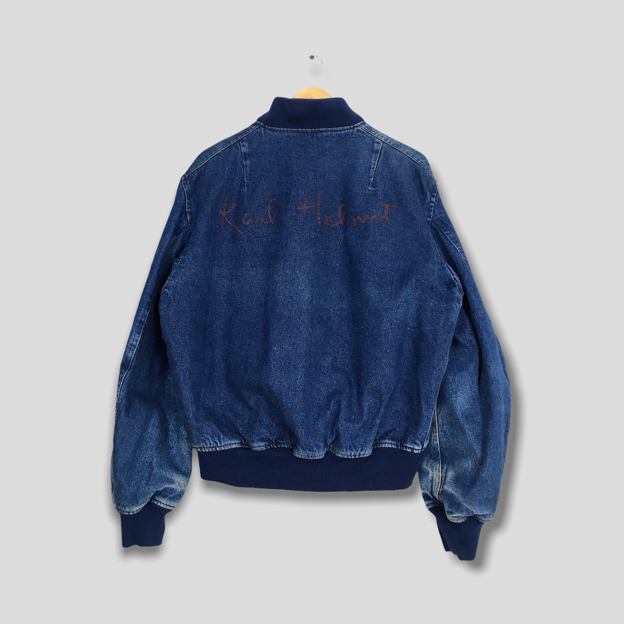 Vintage Karl Helmut Bomber Denim Jacket Large 90s Japanese