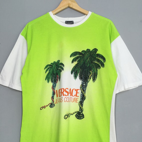 Vintage 90's Versace Jeans Couture Palm Tree T Shirt Medium