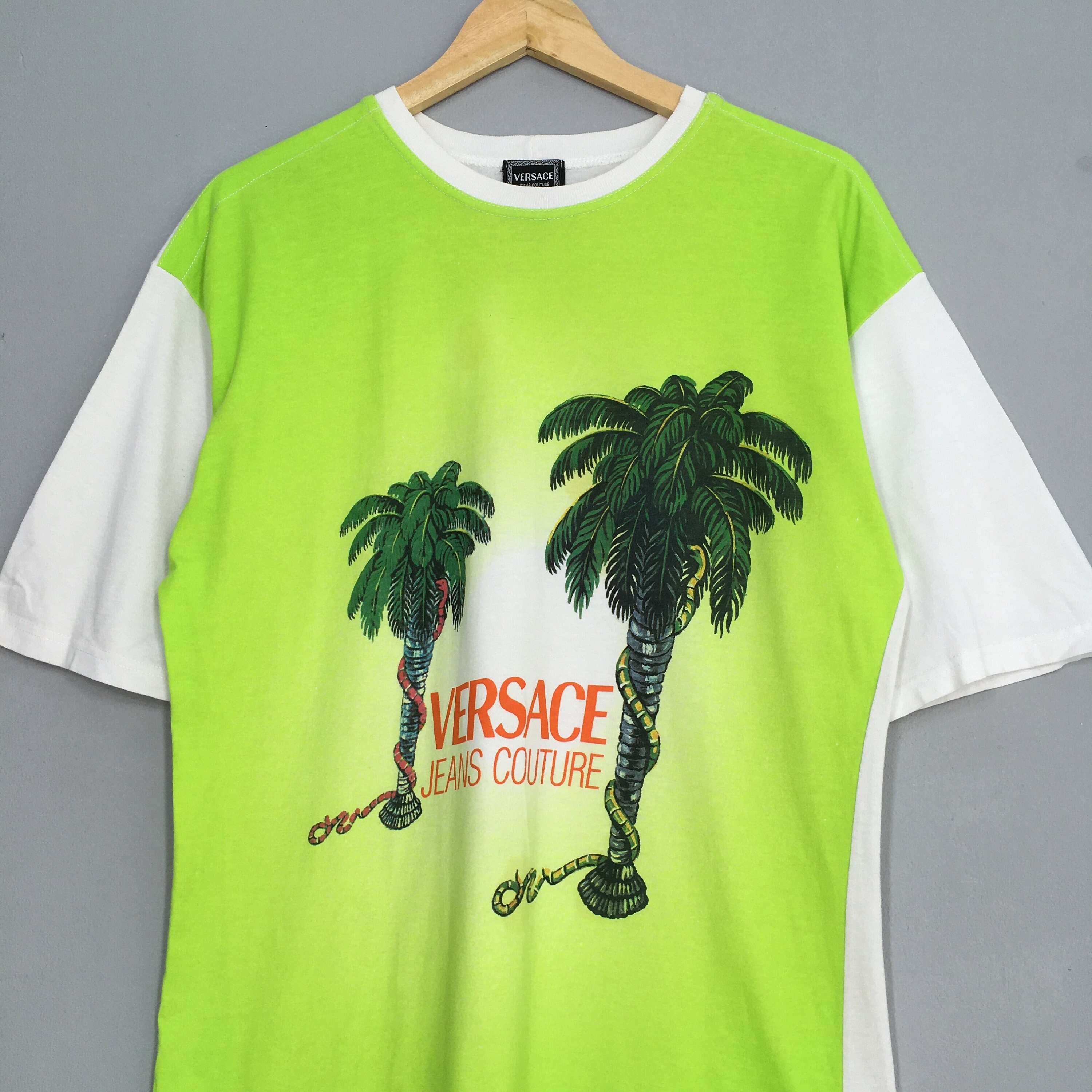 ワンピース vintage made in italy VERSACE onepiecedc 2189 VERSACE T-Shirt Jersey Fabric with Versace Safety Pin