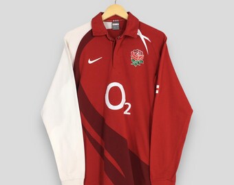 Vintage Nike O2 England Rugby Jersey Polo Rugby Shirt Medium White