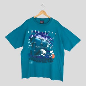 Vintage 90s Charlotte Hornets NBA Green T shirt XLarge Charlotte Hornets Basketball Team Printed Shirt Hornets Sportswear Jersey Tee XL