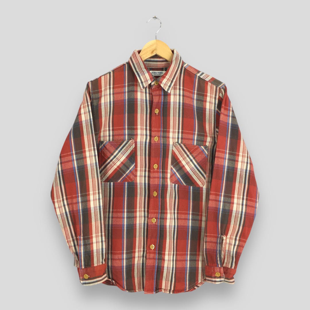Vintage Dubble Works Japan Plaid Checkered Flannel Shirt Medium