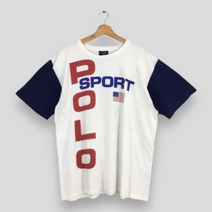 Vintage 90&#39;s Polo Sport Ralph Lauren Tshirt Large Polo Sport Spell Out Logo Printed Polo RL 67 Polo Ralph Lauren Shirt Polo Shirt Size L