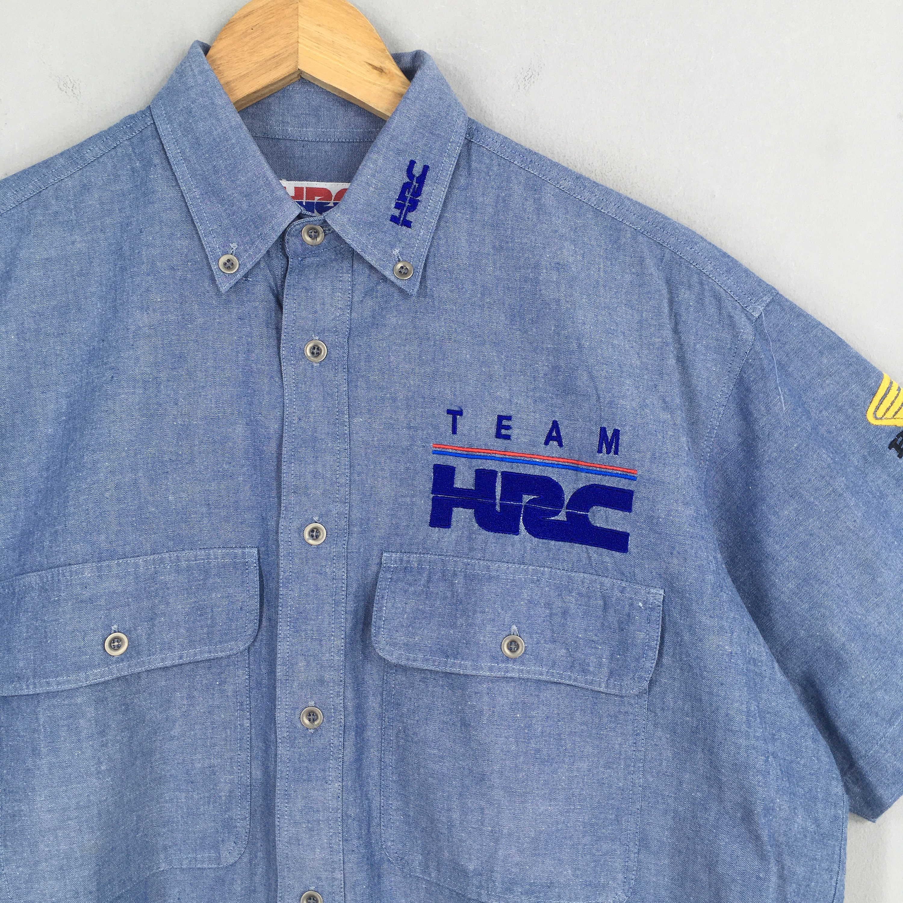 Vintage Honda Racing Team HRC Chambray Blue Shirt Medium