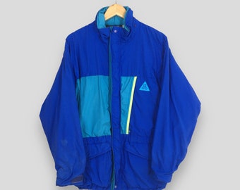 Giacca a vento vintage anni '90 Nike Acg, piccola, con logo Nike blu, abbigliamento sportivo Nike, abbigliamento da allenamento con cerniera, Nike Acg Cervino, leggera, taglia S