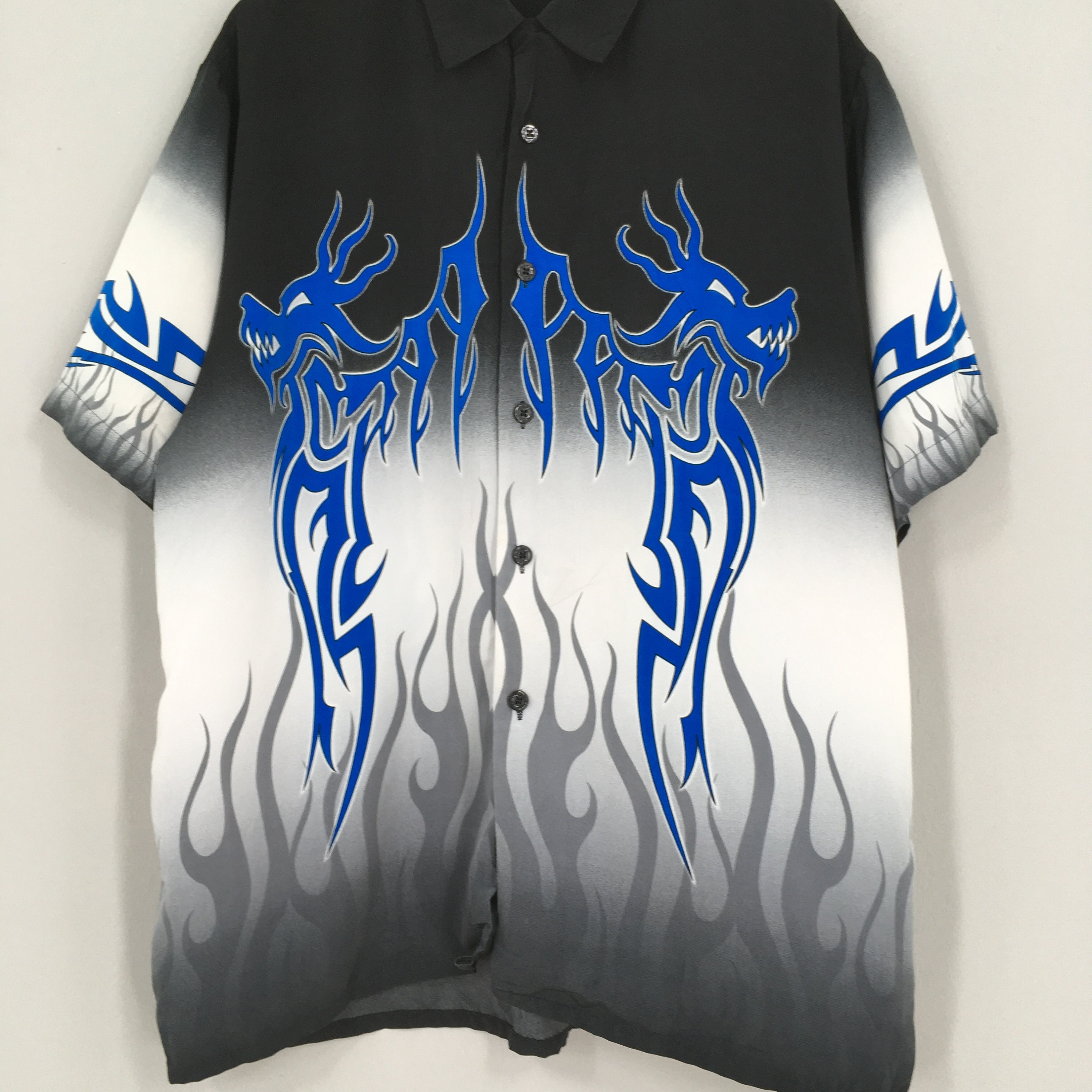 Vintage Hawaiian Dragon Fire Flame Shirt Buttondown Dragonfly | Etsy