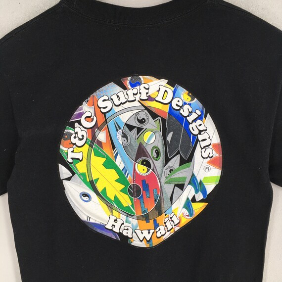 Vintage 90's T&C Surf Designs Yin Yang Black T Shirt Small