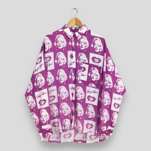 Vintage 90s Iconic Marilyn Monroe Pink Shirt Large American Actress Hollywood Marilyn Monroe Sexy Actress Overprint Rayon Button Up Size L