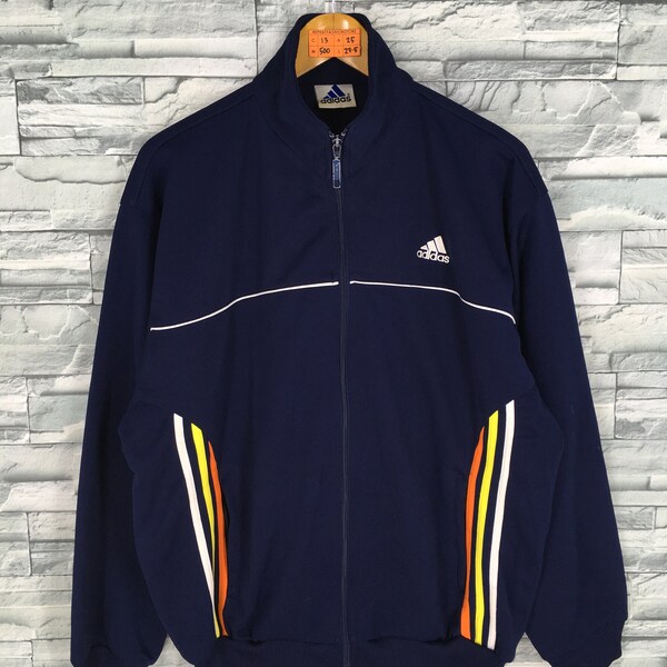 Vintage 1990's ADIDAS Jacket Track Top XLarge Adidas Equipment Three Stripes Windbreaker Sportswear Adidas Casual Blue Tracksuit Size XL