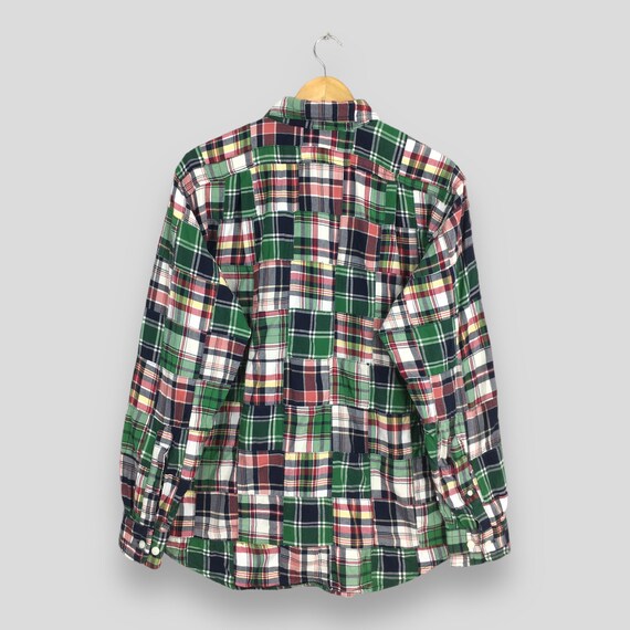 Vintage 90s Lands End Patchwork Checkered Flannel… - image 7