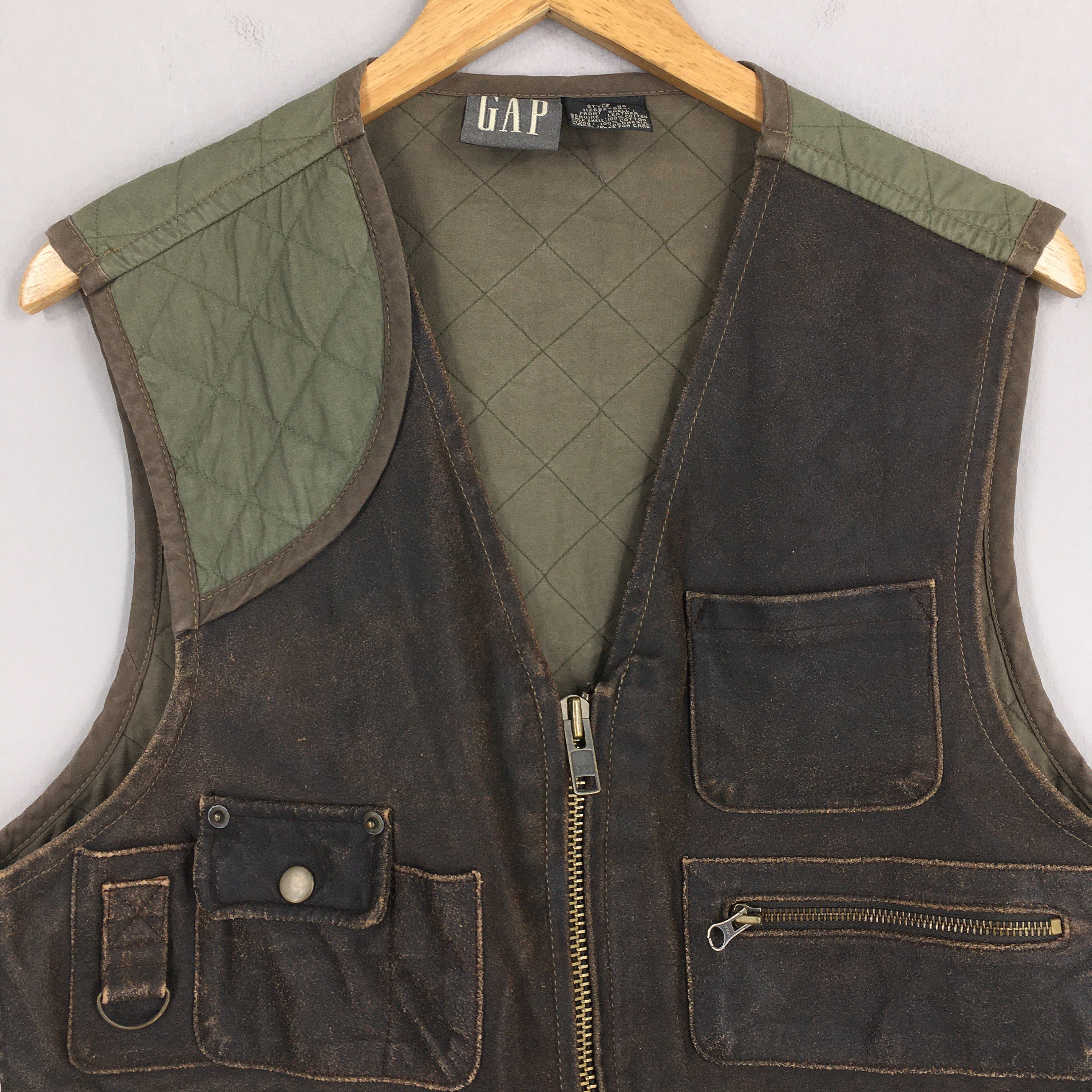 Vintage 90's Gap Jeans Suede Vest Leather Jacket Small Gap