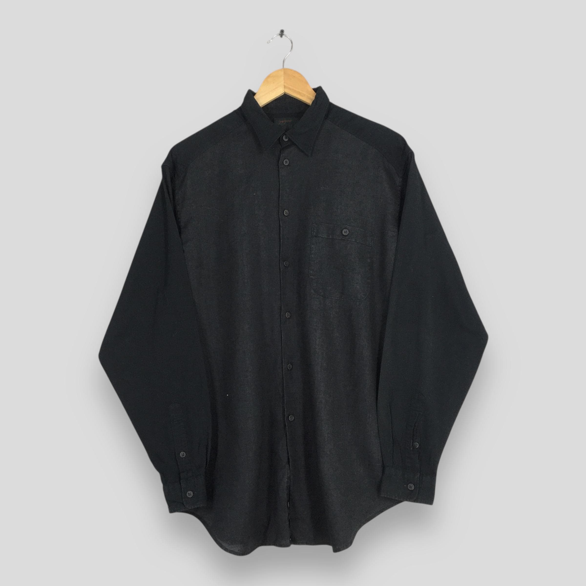 Vintage AAR Durban Yohji Yamamoto Black Corduroy Shirt Medium 