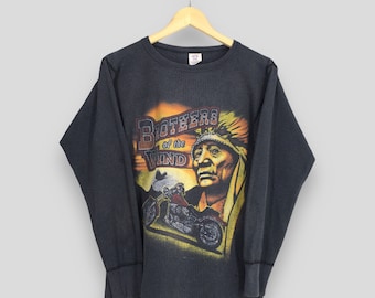 Vintage Biker Brothers of the Wind Harley Long John T Shirt Xsmall