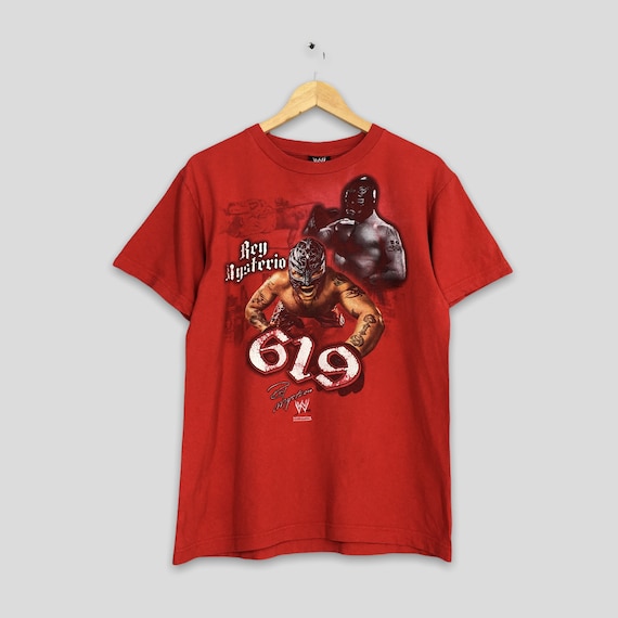 2008 WWE/ ミステリオ 総柄 レスリング Tシャツ ヴィンテージ 90年代 WWE レイ・ミステリオ レスリング 619 T