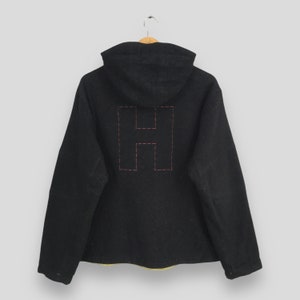 Vintage Tommy Hilfiger Hoodie Black Jacket Medium Tommy TH Embroidery Streetwear Bomber Tommy Hilfiger Winter Coat Reversible Jacket Size M