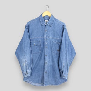 Vintage Calvin Klein USA Shirt Large Calvin Klein Jeans Streetwear CK New York Blue Denim Calvin Klein Casual Longsleeve Button Up Size L