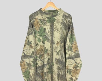 トップス 90s jerzees mossy oak real tree sweat m Vintage 90s Jerzees Mossy Oak Camo Sweatshirt Xlarge Outdoor