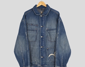 Vintage 1990s Rocawear Work Jeans Jacket Large Labour Denim Workers American Chore Faded Blue Jeans Workwear Outerwear Men Jacket Size L