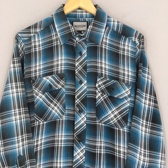 Vintage Blue Plaid Shadow Tartan Checkered Flanne… - image 2