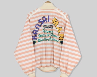 Vintage 80s Kansai Man Silk Jacket Large Kansai Kansai Eye Striped Sweater Japanese Designer Kansai Yamamoto Yohji Harrington Jacket Size L