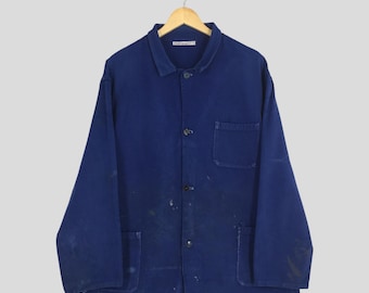 Vintage 1960s Worker Gabardine Rayon Jacket Medium 50s Workwear