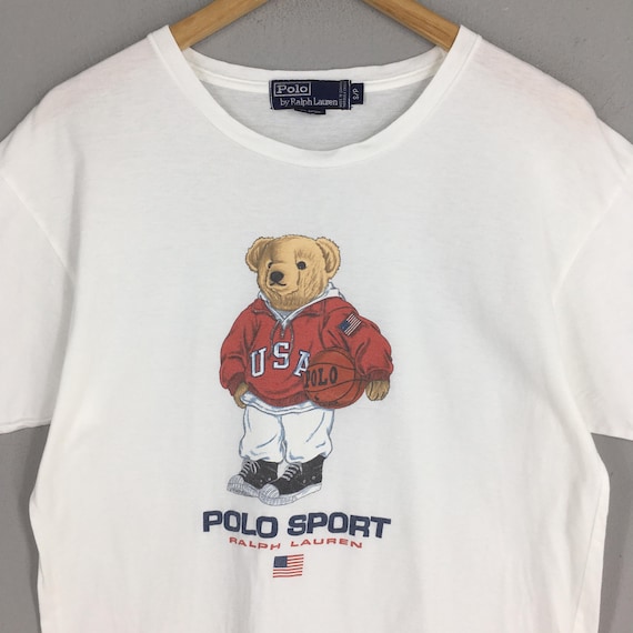 トップス 90s RALPH LAUREN POLO BEAR B.D. SHIRT L Vintage 90s Polo Bear Ralph Lauren Nba Basketball T Shirt Small
