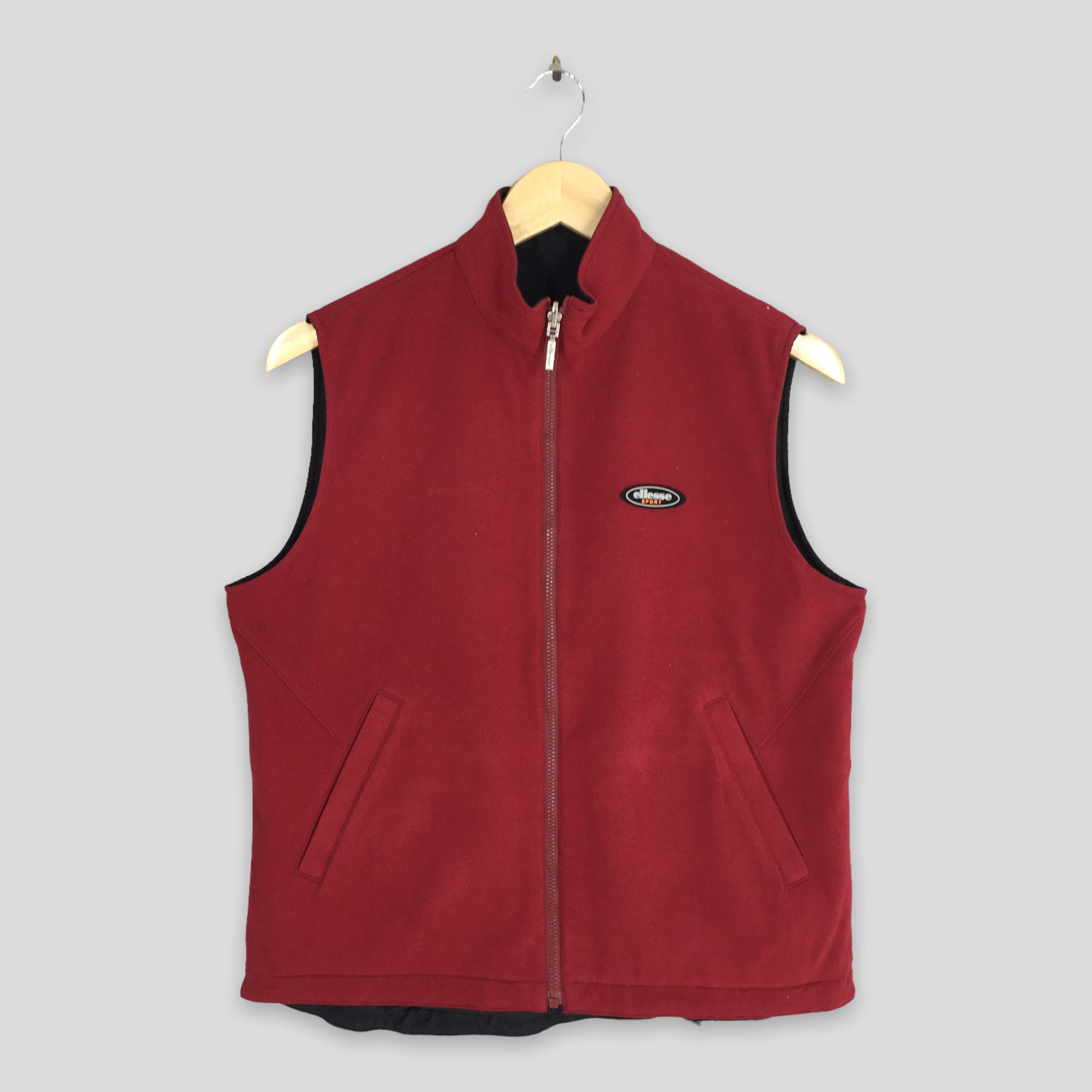 Vintage 90's Ellesse Reversible Vest Jacket Medium Ellesse Italia Sportswear Red/Black Sleeveless Jacket Ellesse Sports Jacket Size M