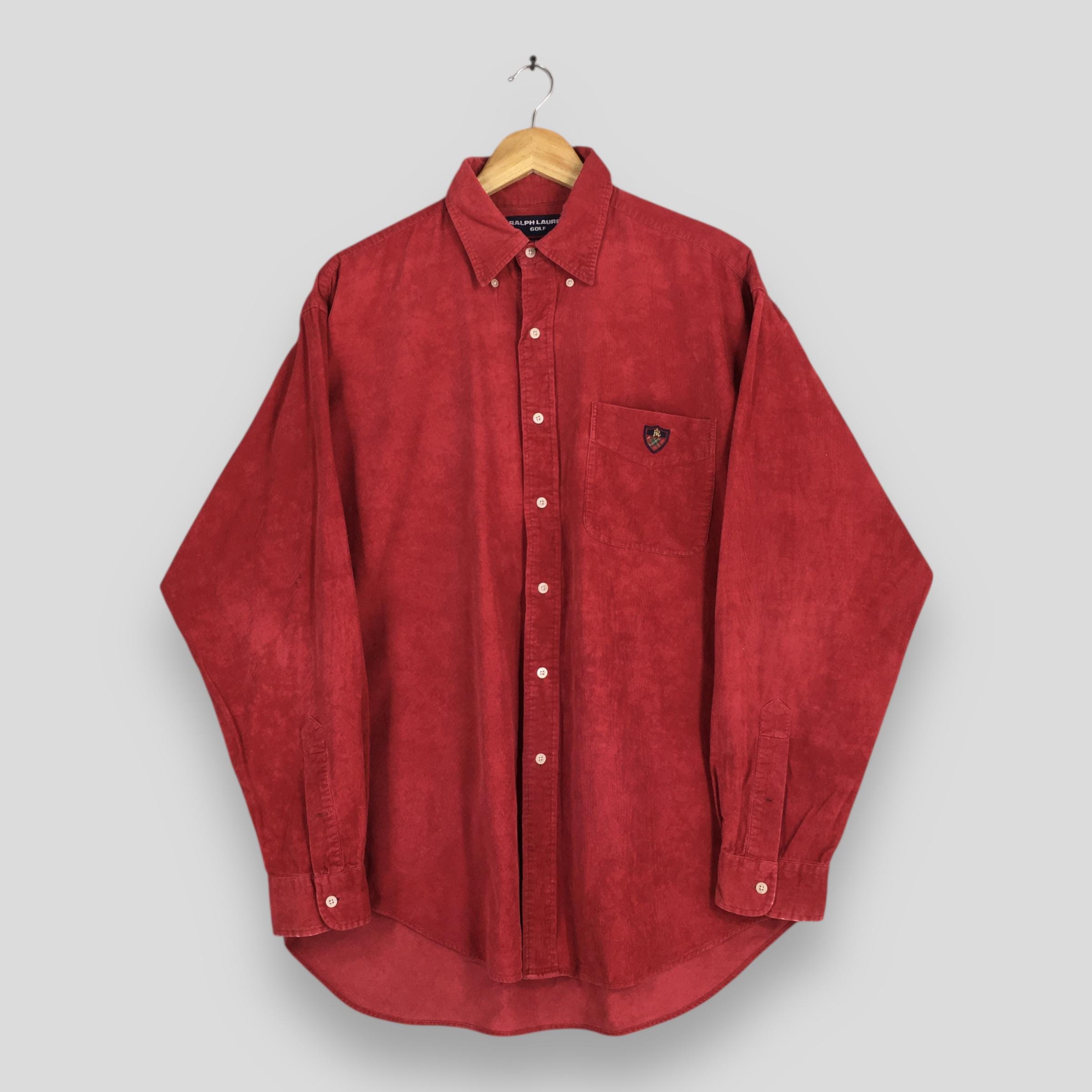 Vintage Ralph Lauren Golf Red Corduroy Shirt Large Polo Ralph
