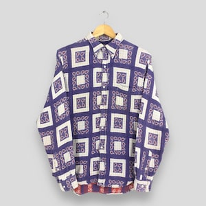 Vintage Sugar Cane Japan Men Abstract Plaid Checkered Shirt Medium Sugar Cane Toyo Enterprise Checked Shirt Pop Art Printed Shirt Size M
