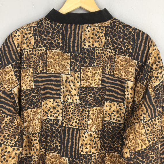 Vintage Tiger Leopard Patterned Jacket Medium 90s… - image 8
