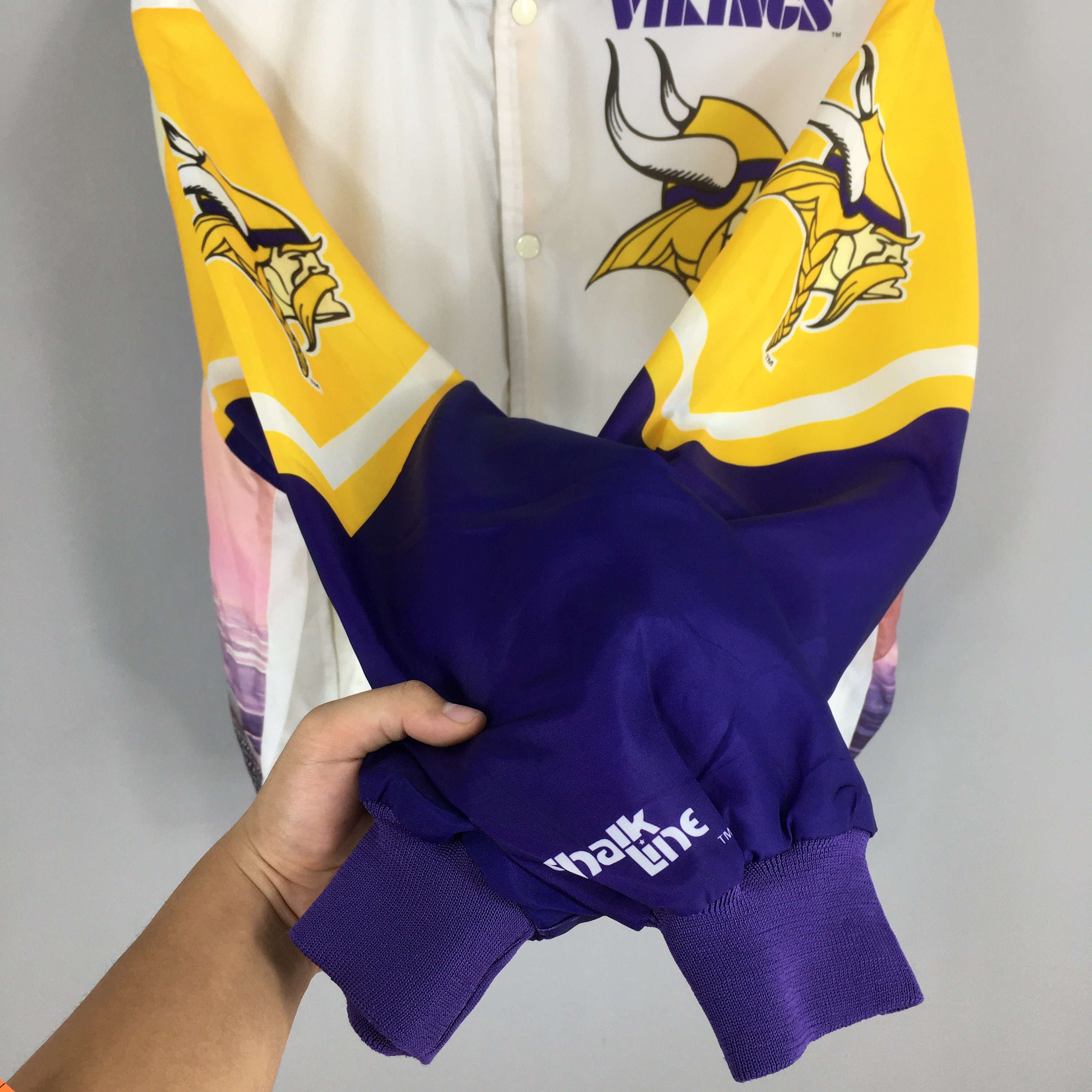 Vintage 90s Minnesota Vikings NFL Football Satin Jacket