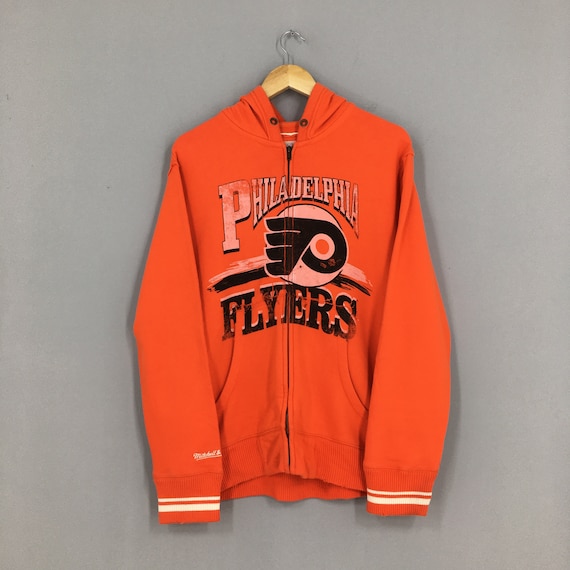 Vintage Philadelphia Flyers hoodie, NHL orange embroidered sweatshirt - AU M