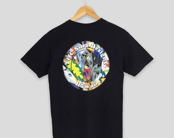 Vintage 90's T&C Surf Designs Yin Yang Black T shirt Small Hawaii Pipeline Beach Surfing Hawaiian Tnc Ocean Wave Surfer Tee Size S