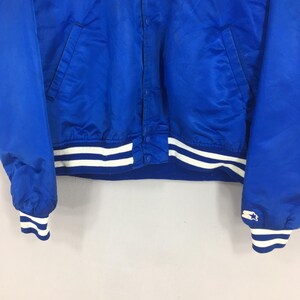 Vintage 1990s Kansas City Royals MLB Varsity Satin Jacket XLarge Baseball KC Royals Embroidered Spell Out Blue Bomber Starter Jacket Size XL image 3