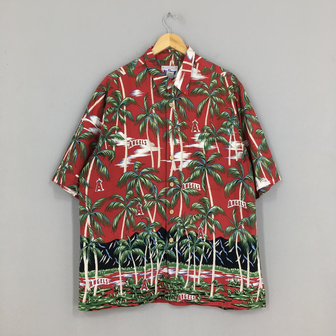 Reyn Spooner Hawaiian Los Angeles Angels Rayon Shirt Men Xlarge Vintage Hawaii Angels Baseball
