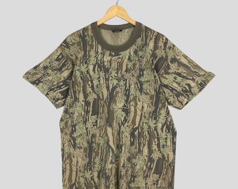 Vintage 90s Rothco Mossy Oak Tree Camo Long Sleeve Tshirt XLarge Green Camouflage Real Tree Pattern Hunting Woodland Outdoor Tees Size XL