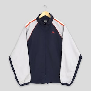 Vintage Kappa Sport Tracksuit Jacket Large 90&#39;s Kappa Track Top Gray Sportswear Kappa Side Tape Windstopper Jacket Kappa Windbreaker Size L