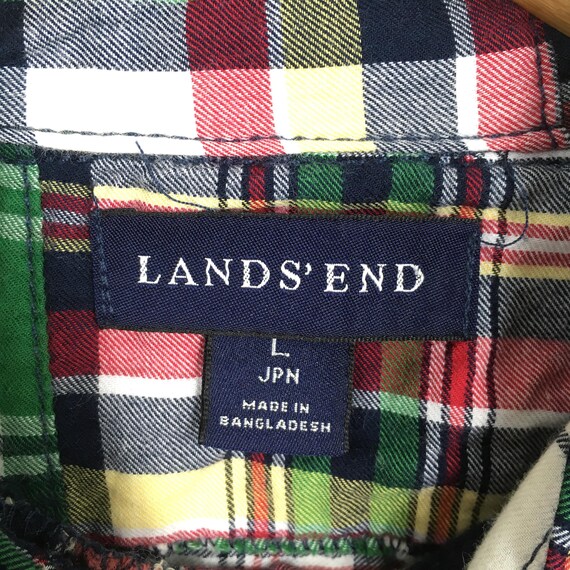 Vintage 90s Lands End Patchwork Checkered Flannel… - image 4