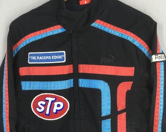 Vintage Puma Stp Dodge the Racers Edge Blue Cotton Jacket Medium