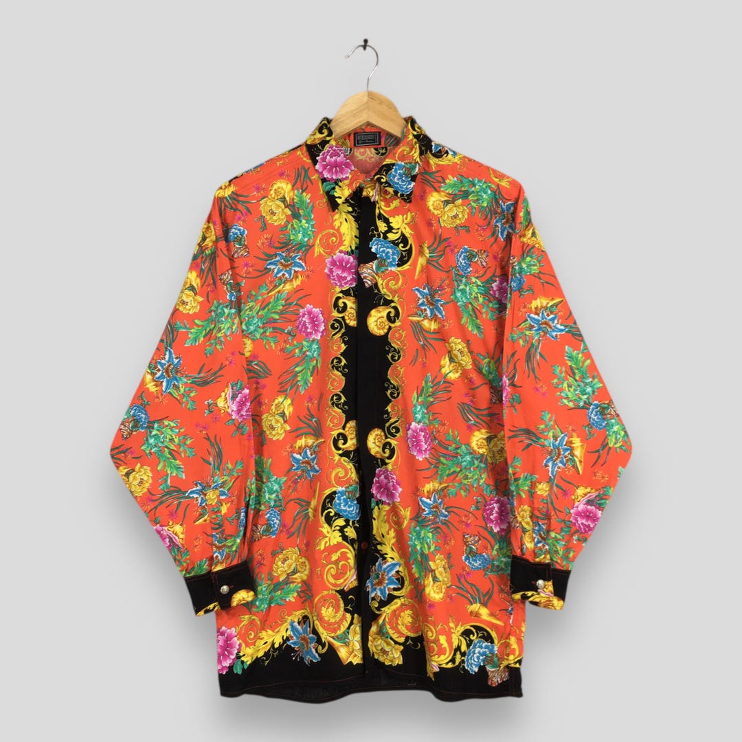 Vintage Versus Gianni Versace Multicolor Baroque Flower Buttondown