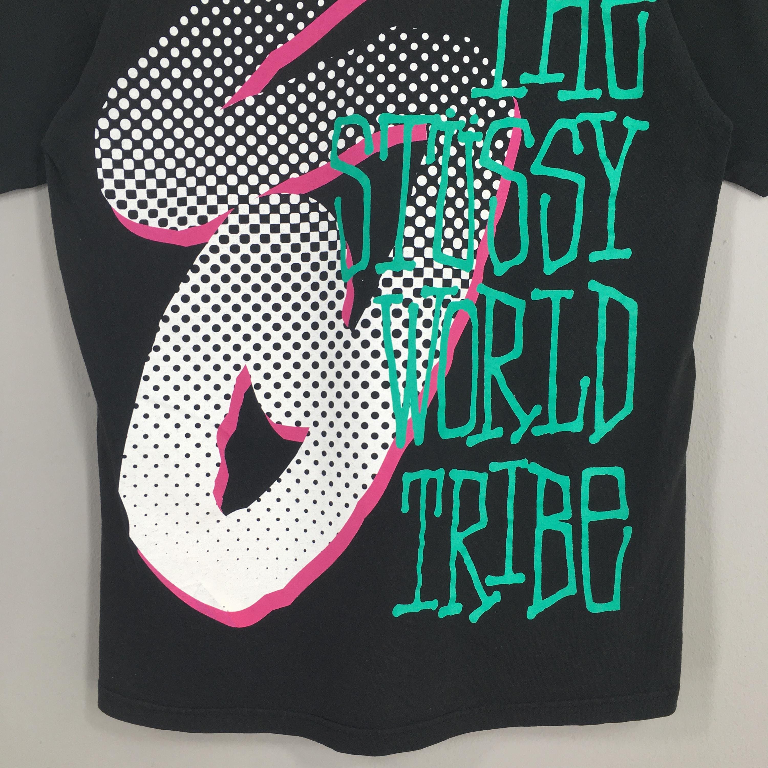 Vintage 90's Stussy Usa Black Tshirt Medium Stussy World Tribe