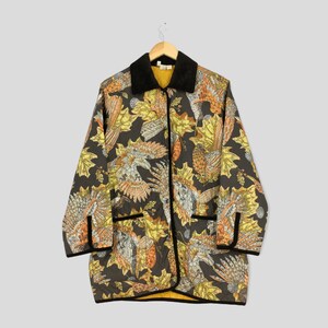 Vintage Salvatore Ferragamo Italy Artwork Silk Jacket Small Retro