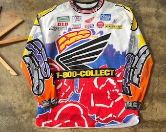 Vintage 90's Fox Racing Team Motocross Red Jersey Medium Fox