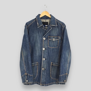 Vintage 292513 Storm Japanese Denim Workers Jacket Medium 80s Workwear Denim Blue Men Frenchwork Denim Jacket Buttons Union Made Size M