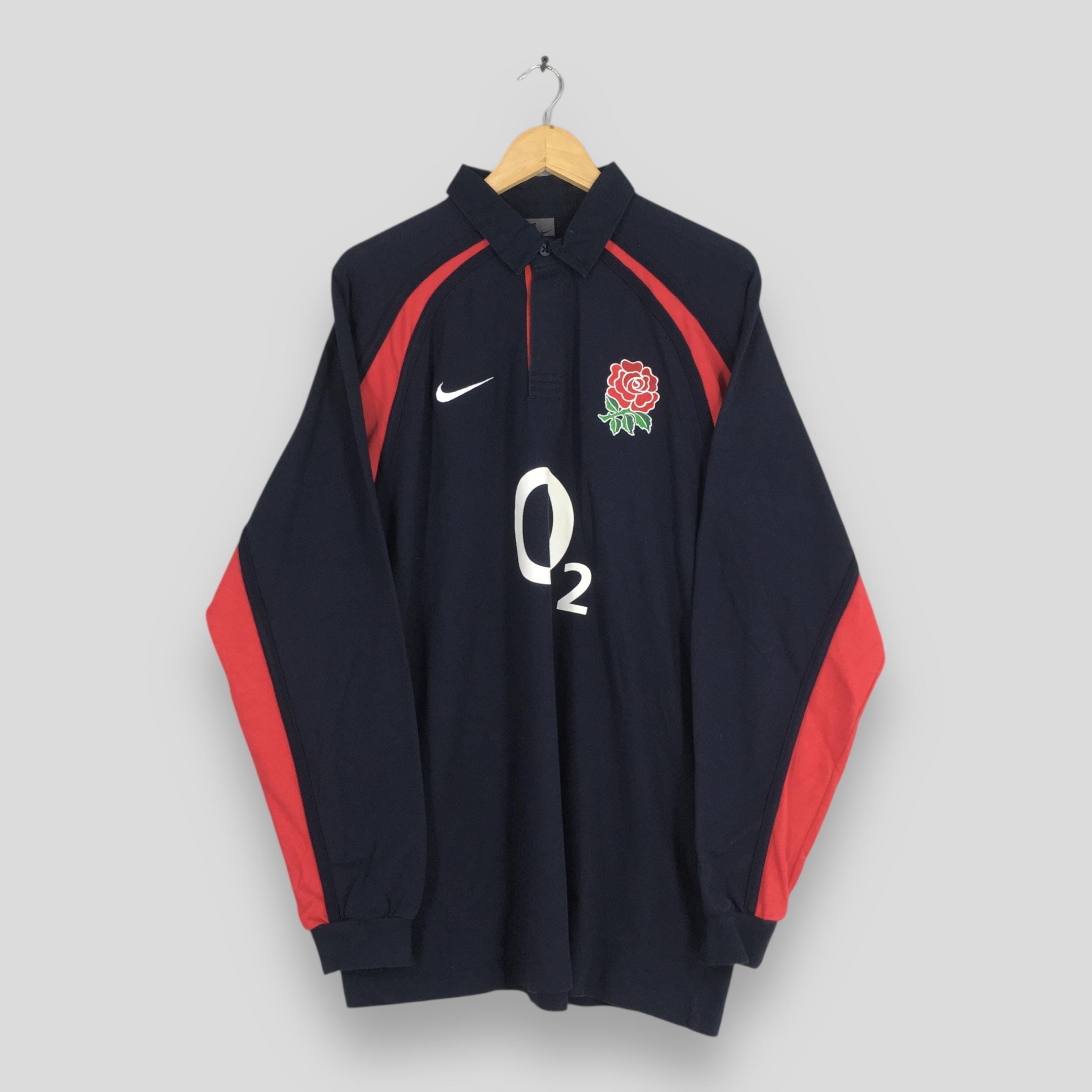 Vintage Y2K Nike O2 England Black Polo Rugby Shirt Xlarge Nike