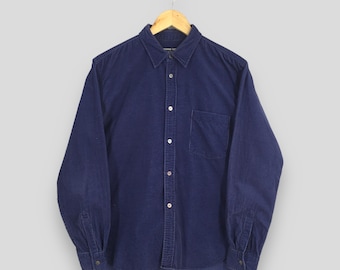 Vintage Comme Des Garcons Homme Blue Shirt Small CDG Homme Deux Waffle Textured Flannel Japanese Designer Rei Kawakubo Junya Button Down S